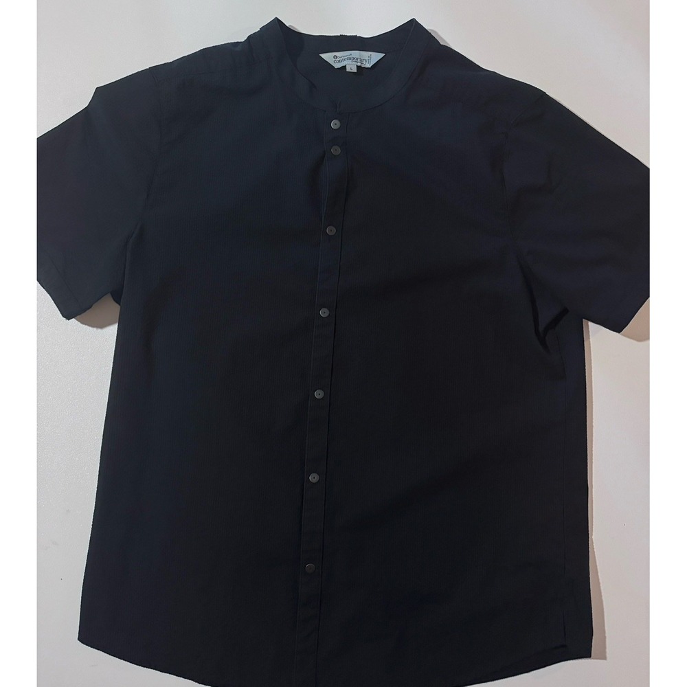 Mens Chef Works Dress Shirt L Black Short Sleeve Button Down w Pocket FOH